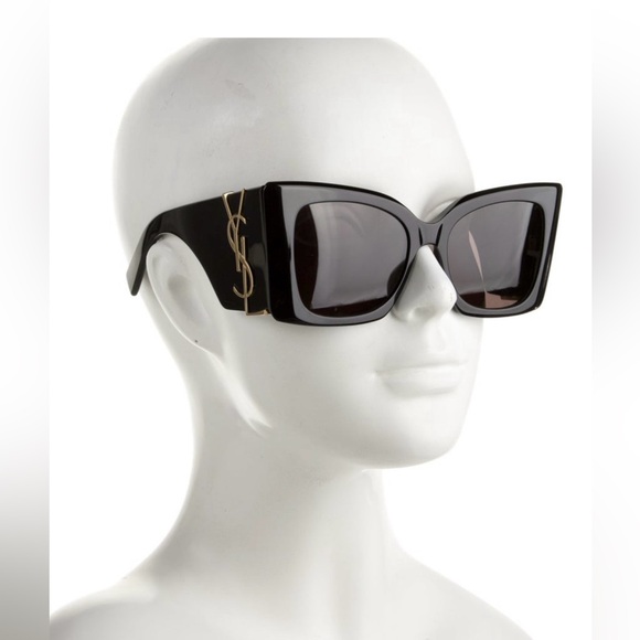 Yves Saint Laurent Black Sunglasses with Gold Logo - Picture 1 of 3